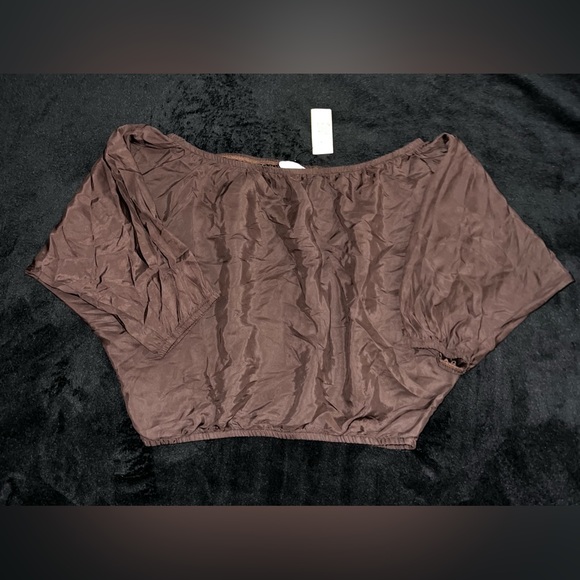 Bill Hallman Off The Shoulder Brown Top Size Small NWT - Picture 2 of 8